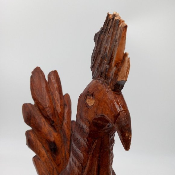 Vintage Carved Rooster Sculpture Wood Carving Chicken 19 Inch As Is Read - Picture 11 of 16
